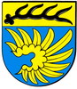 Das Honauer Wappen verbindet den Adlerflgel aus dem Wappen der Herren von Lichtenstein mit der wrttembergischen Hirschstange: Unter goldenem Schildhaupt, darin eine schwarze Hirschstange, in Blau ein goldener Adlerflgel